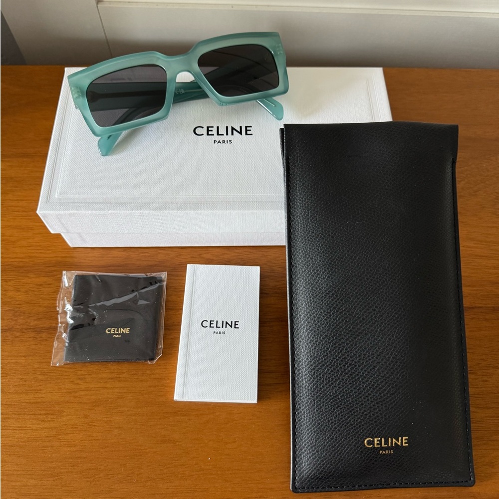 Celine Teal Square Frame Sunglasses